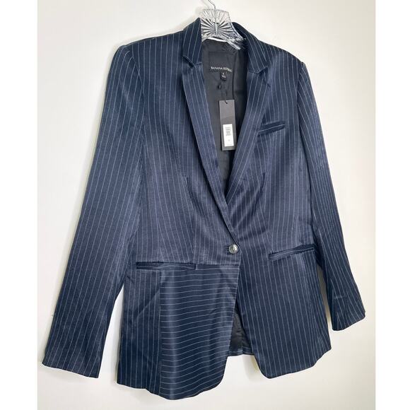 NWT Banana Republic Navy Pinstripe one button dressy Blazer Spring 2018 size 4 - Picture 14 of 15